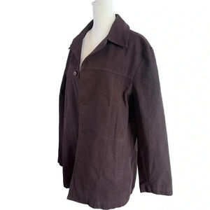 POLITIX Casual Collared Button Up Jacket Brown 100% Cotton -  Size Medium